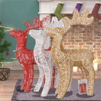 40ซม. Christmas Wrought Iron Deer (ขาย/พร้อมสต็อก) คริสต์มาสกวางเหล็กกับไฟ LED เรืองแสงรูปปั้นกวางกระพริบเลื่อม Glitter ตุ๊กตากวางเรนเดียร์ของขวัญยอดเยี่ยมตกแต่งคริสต์มาส