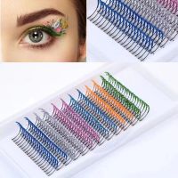 Mix Colors Fashion Glitter Eyelash Extensions C Curl 0.07mm Shiny Colorful False Eyelash 12 Strips Individual lashes For Makeup