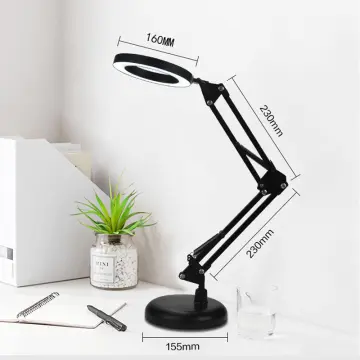 155mm Metal Table Magnifier With Light Magnifying Glass Multi Function Lamp