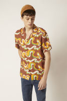 ESP เสื้อฮาวายลายคลื่นเรโทร ผู้ชาย | Wavy Retro Print Hawaiian Shirt | 3725