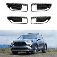 Black Carbon Fiber Texture 4Pcs Inner Door Handle Bowl Cover Trim for 2020-2022