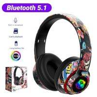 Wireless Gamer Headphone For Cell Phone with mic RGB Light Bluetooth5.1 Gaming headset For Kids PC Gamer Support TF Card Over The Ear Headphones