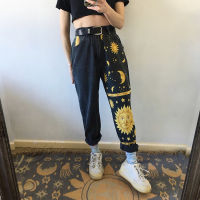 20212021 Digital Moon Star Printed Straight Pants Trendy Pants Jeans Fashion Printed Ladies High Waist Young Girls Chic Denim Pants