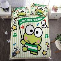 Sanrio Keroppi ที่นอนผ้าไหมไอซ์ซิลค์,ที่นอนการ์ตูนอนิเมะครัวเรือนหอพักนักเรียนปลอกหมอนสำหรับเด็กน่ารักของขวัญชุดเครื่องนอน