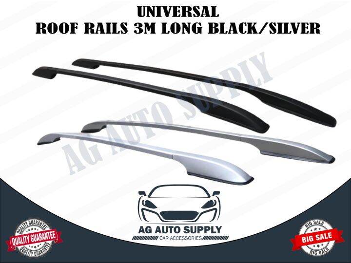CAR ROOF RAILS / ROOF SLIDERS / ROOF RACK for UNIVERSAL Black/Silver 3M Tape Type No drilling