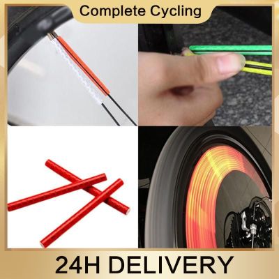 12pcs/Set Bicycle Mountain Bike Wheel Rim Spoke Mount Clip Tube Warning Light Strip Reflector Reflective Outdoor Riding 75mm