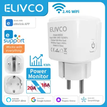 Tuya Vesync EU WiFi Smart Socket 20A 2/4Pcs Smart Plug With Power  Monitoring Smart Home Support Alexa  Google Home eWelink