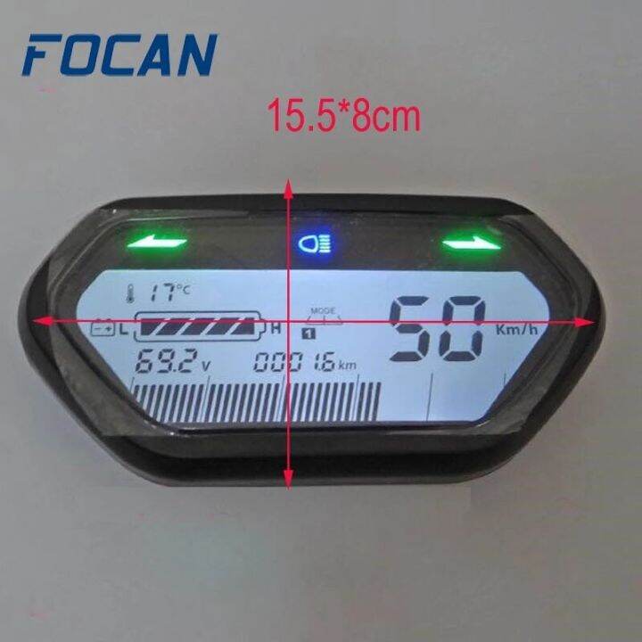 focan-มอเตอร์ไซค์ไฟฟ้าอเนกประสงค์48v-60v-72v-จอแอลซีดีเครื่องวัดความเร็วมาตรวัดระยะทางวัดระยะทางแสดงประสิทธิภาพการปั่นจักรยาน