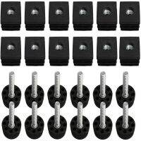 12 Pcs negro Plastic plug in con rosca M8 para muebles de silla y piernas  Plug-in plug for square tube。 Pipe Fittings Accessories