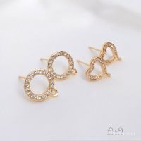 【Earrings】ต่างหูกระดุมรูปหัวใจสีทอง 14 Kbag สําหรับผู้หญิง 925