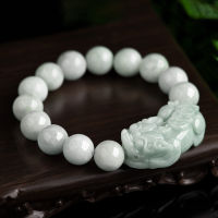 Hot Selling Natural Jadeite Lucky Pixiu Hand-carved Bracelets Men and Women Bead Bracelet Fashion Jewelry Luck Gifts Amulet