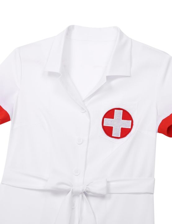 ที่ได้-ชุดคอสเพลย์ชุดคอสเพลย์พยาบาลพารามัลเฮอร์เซ็กซี่ชุดคอสเพลย์สำหรับหมอผู้ใหญ่-enfermeira-uniforme-vestido-de-festa-com-cinto-e-chap-u