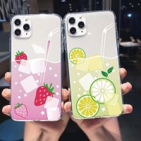 {OLI STUDIO}เคสใสนุ่มสำหรับ iPhone 1311X XSMini 7 8 Plus XR2 3ซิลิโคนผลไม้บางน่ารัก DrinkCover Fundas