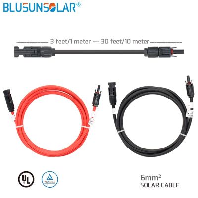 1ชิ้น/ล็อต1-5สีดำ/ สีแดงสายไฟต่อพลังงานแสงอาทิตย์4.0mm 2/12AWG พร้อมขั้วต่อ PV DC ที่ใช้ในระบบแผงโซลาร์เซลล์