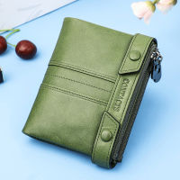 Contacts Double Zipper Coin Pocket Genuine Leather Women Wallet Small Wallets for Female Card Holder Money Bag Portfel Carteras