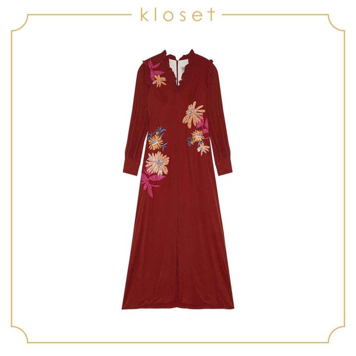 kloset-design-long-dress-with-floral-embroidered-rs20-d013-เดรสแต่งดีเทลปักเลื่อม-เพชร-เดรสยาว-เดรสแฟชั่น