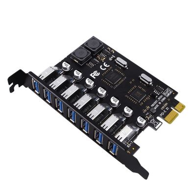 USB 3.0 PCI อะแดปเตอร์แบบเร็วเป็นพิเศษ PCI E ถึง7พอร์ต USB 3อะแดปเตอร์ขยายการ์ด USB3ตัวแปลงคอนโทรลเลอร์ X1 PCIe PCI E สำหรับพีซีตั้งโต๊ะอะแดปเตอร์ FJK3825