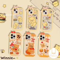 MissConnie การ์ตูน Winnie The Pooh Case Samsung A04s A50 A23 A12 A13 A32 A50s A53 A30s A03 A73 A51 A52 A02s A52s A31 A22 A11 M32 A33 A53 A21s A71น่ารักน้ำผึ้ง Ice Cream 3D โบว์ Monster เลนส์