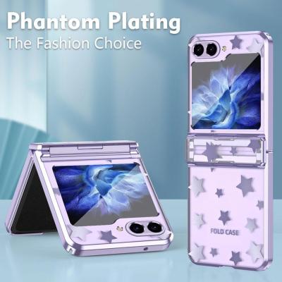 Electroplating Transparent Flat Hinge Anti-Fall Protective Suitable Phone For Samsung Cover Case Flip5 Mobile Z G6R3