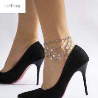 SHIHENG ดาว Anklets โลหะหลายชั้นอัลลอยด์ประดับเลื่อมรองเท้าโบฮีเมียนแหวนนิ้วเท้าพู่