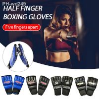 1 Pair Split-finger Boxing Gloves Half Finger MMA Gloves PU Leather Punching Bag Boxing Gloves Thai Training Workout Gloves