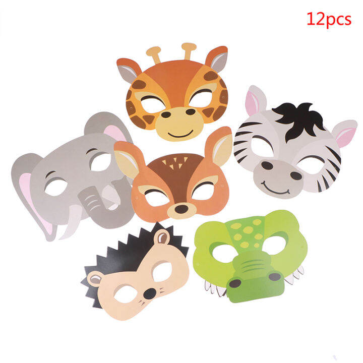 TANG 12pcs Mask Birthday Party Supplies Paper Animal Masks Cartoon Kids