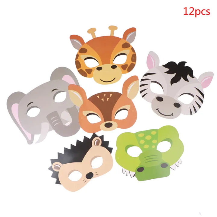 Fkend 12pcs Mask Birthday Party Supplies Paper Animal Masks Cartoon Kids  Party | Lazada Singapore