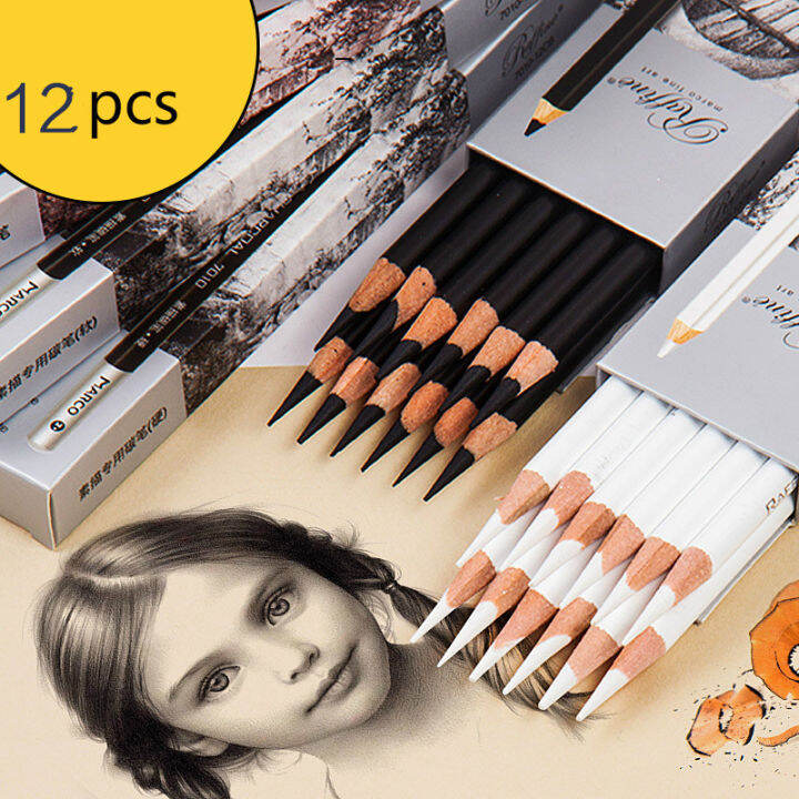 7 2021 New Sketch Highlight Pen White Pencil Soft Core Colored Charcoal