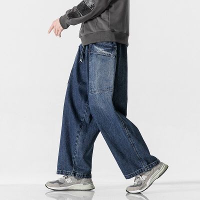 กางเกงแฟชั่นกางเกงยีนส์คาร์โกทรงหลวมสำหรับผู้ชาย,5XL แฟชั่นสตรีทไฮสตรีทสวมใส่กางเกงยีนส์เดนิม