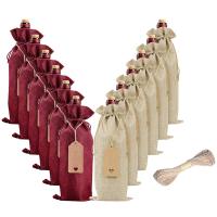 12 Pcs Burlap Wine Bags Bags,Wine Bottle Bags with Drawstrings,Tags &amp; Ropes,Reusable Wine Bottle Covers