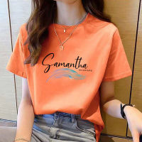 เสื้อยาวสีขาวสำหรับแฟชั่นสำหรับผู้หญิงเสื้อผ้าแฟชั่นสำหรับผู้หญิงทรงพองแขนสั้นคอกลมพิมพ์ลายสำหรับผู้หญิงใส่ฤดูร้อน