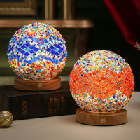 Baroque Night Lamp สไตล์โบฮีเมียน Creative ชาร์จโคมไฟตั้งโต๊ะโคมไฟตกแต่งแก้ว Deco ห้องนอน3สีโคมไฟบรรยากาศ *