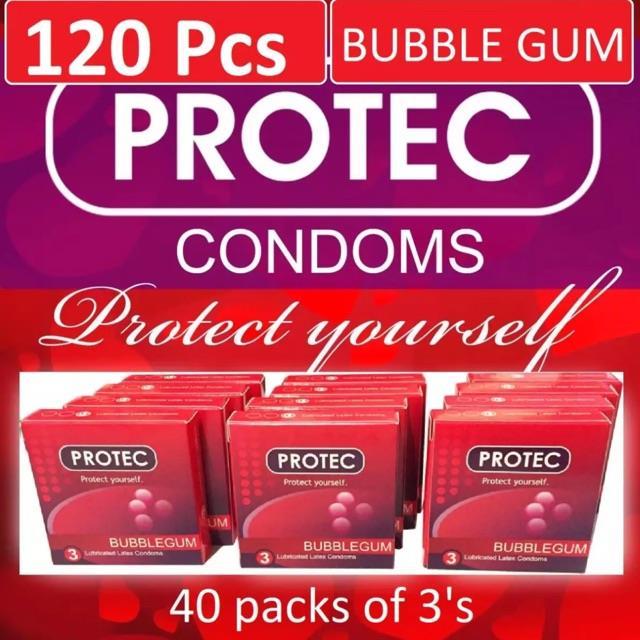 120 Pcs Protec Lubricated Condoms Bubble Gum Flavor 40 Packs Of 3s