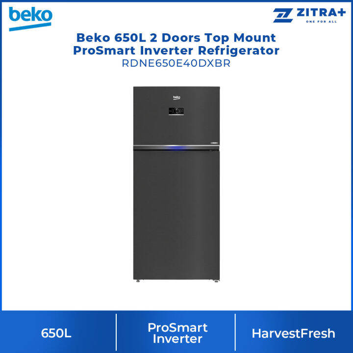 Beko 650L 2 Doors Top Mount ProSmart Inverter Refrigerator RDNE650E40DXBR HarvestFresh