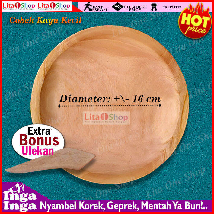 Cobek Kayu + Ulekan \ (Tanpa Pewarna) Ukuran Kecil 16 cm | Lazada Indonesia