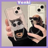 Venki - เข้ากันได้สำหรับ เคส iphone 11 เคสไอโฟน เคสไอโฟน11 เคสโทรศัพท์ใส TPU ถุงลมนิรภัยกันกระแทกกล้องสวมแว่นกันแดด Cool Cat Dog เข้ากันได้กับ iPhone 14 13 Pro Max iPhone 12 XR XS 7 8