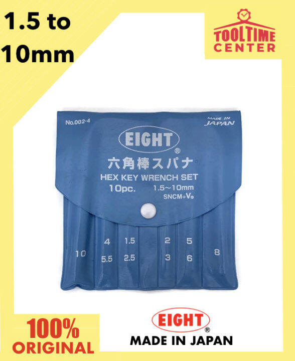 10 pc. Eight Hex Allen Key Wrench Set in Vinyl Pouch 1.5 to 10mm 0024