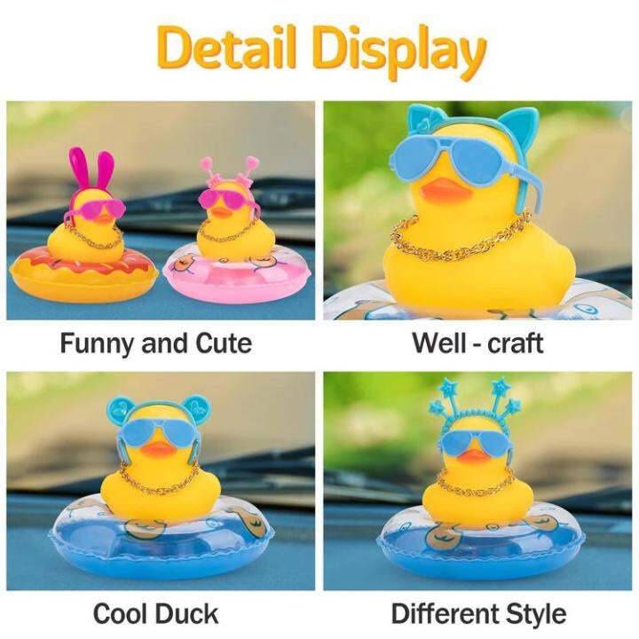 car-duck-squeak-rubber-ducks-car-ornaments-car-dashboard-duck-decoration-with-headband-swim-ring-necklace-sunglasses-for-car-dashboard-home-table-ideal