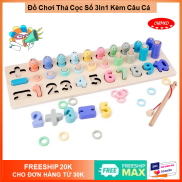 đồ chơi cho bé BẢNG HỌC ĐẾM BẰNG GỖ 10 BẬC THANG CHỮ SỐ VÀ KÈM CÂU CÁ 3IN1