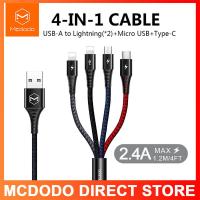 MCDODO 1.2 เมตร 4 in 1 สาย USB สำหรับ Micro USB Type C ชาร์จสายเคเบิ้ลสำหรับ iPhone XS MAX XR x 8 7 หัวเว่ย 3 in 1 USB C ข้อมูลได้อย่างรวดเร็วชาร์จสาย