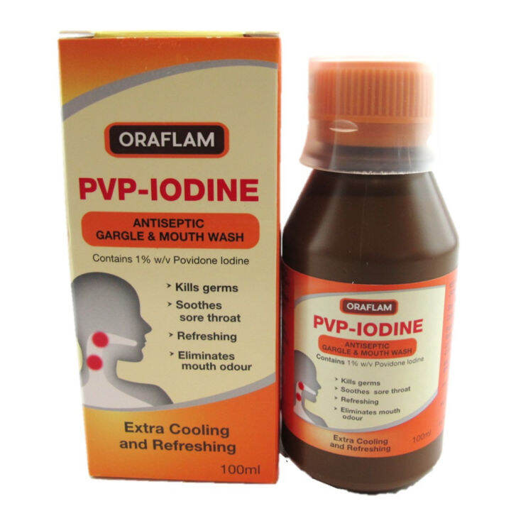 Oraflam PVPIodine 100ml Antiseptic Gargle & Mouth Wash Lazada