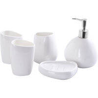 European Wash Five Piece Set Ceramic Soap Dish Toothbrush Holder Mouth Cup Liquid Soap Bottle Container Bathroom Toiletry Set