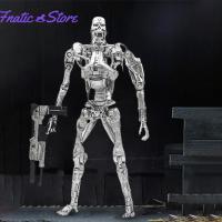 The Terminator T-800 Endoskeleton ชุดหุ่นโลหะ3มิติที่มีแสงไฟตา7ข้อต่อเลื่อนได้โมเดลพีวีซีเครื่องของเล่น