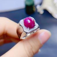 Natural large particle ruby mens ring 925 sterling silver 7 carat pigeon egg