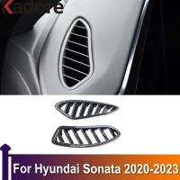 อุปกรณ์เสริมตกแต่งรถหมวกครอปกระจกรถภายในสำหรับ Hyundai Sonata 2020-2022 2023ฝาปิดช่องแอร์เต้าเสียบไฟฟ้ากระแสสลับกรอบคาร์บอนไฟเบอร์