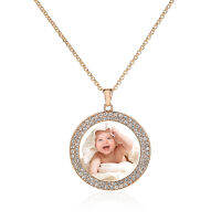 Personalized Picture Necklaces &amp; Pendants Gold Silver Color Chain Crystal Photo Choker Mother Kids Famiky Memorial Jewelry N043