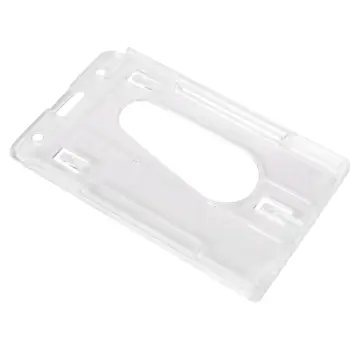 ID Hard Plastic Card Holder Business Horizontal Vertical Badge Clear 