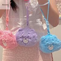 Dompet Koin ข้อมือ Care Bear รูปหมีสีรุ้งพร้อมจี้กระเป๋าลายการ์ตูน Pouch Koin ผ้ากำมะหยี่ขนาดเล็กมีสไตล์กระเป๋าสตางค์ของเด็ก