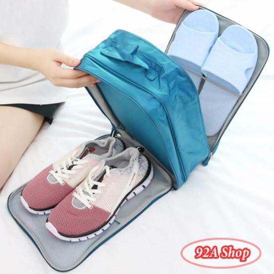 Túi đựng giầy dép 3 ngăn cỡ đại treo tay kéo vali - ảnh sản phẩm 4