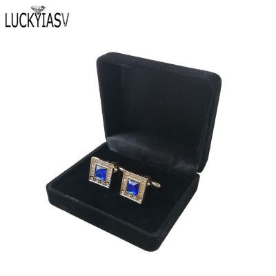 Wholesale Black Velvet Cufflinks Gift Box Men Shirt Cufflinks Gemelos Carrying Case Cuff Link Tie Clip Boxes